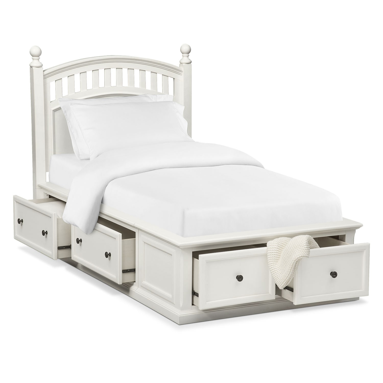 Hanover Youth Twin Poster Bed with Storage - White | Value ...