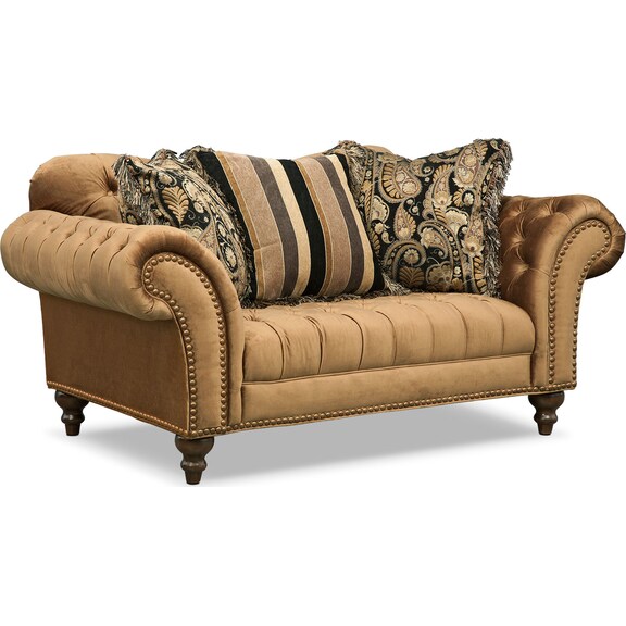 Brittney Sofa Loveseat And Chaise Set Bronze Value City Furniture And Mattresses