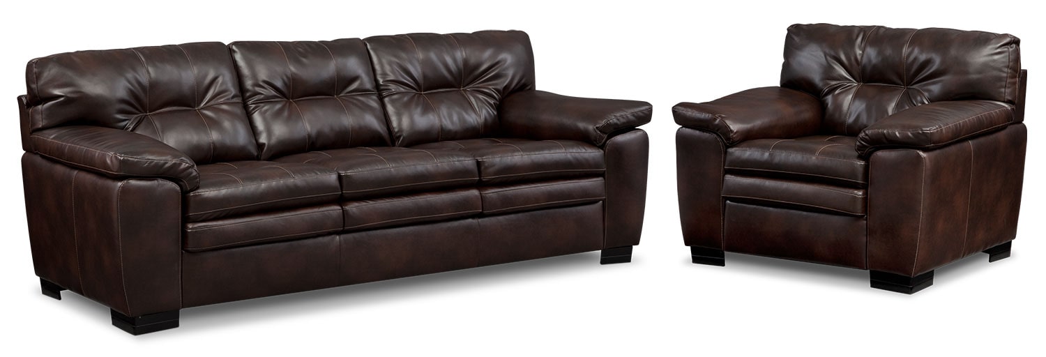 Magnum Sofa and Chair Set - Brown | Value City Furniture ...