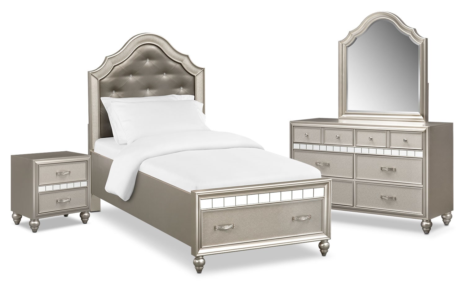 Serena Youth 6-Piece Twin Storage Bedroom Set - Platinum ...