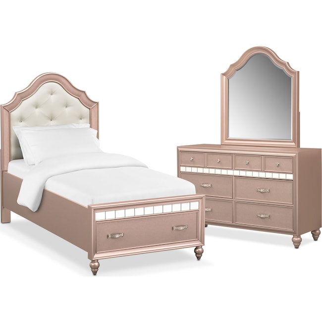 Serena Youth 5 Piece Storage Bedroom Set With Dresser And Mirror