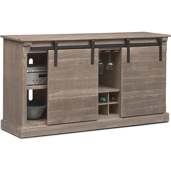 Ashcroft 65" TV Stand with Wine Storage Gray Value City Furniture
