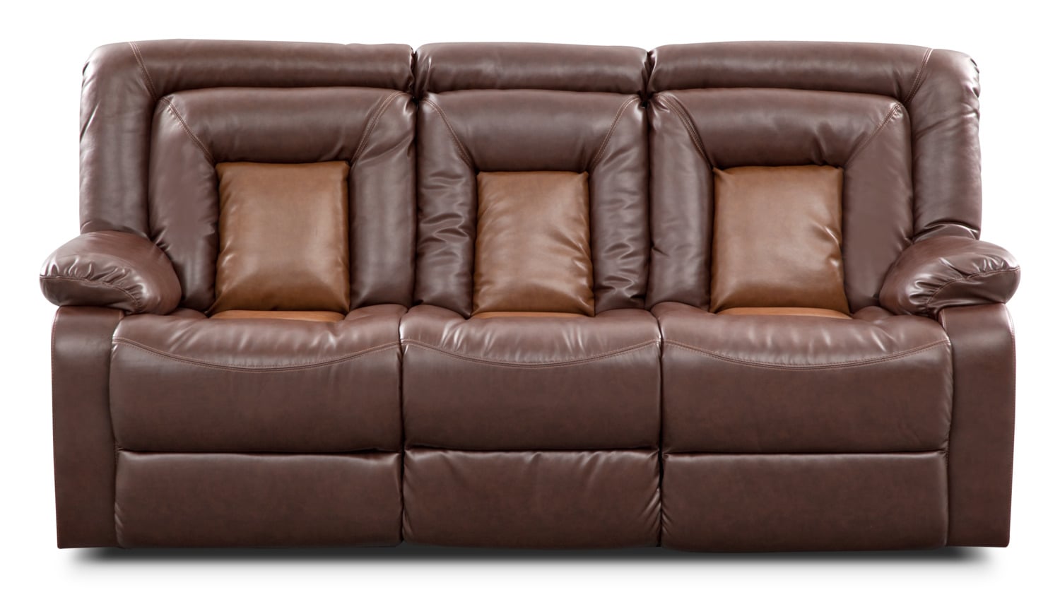 reclining sofa dual mustang console brown furniture sofas value