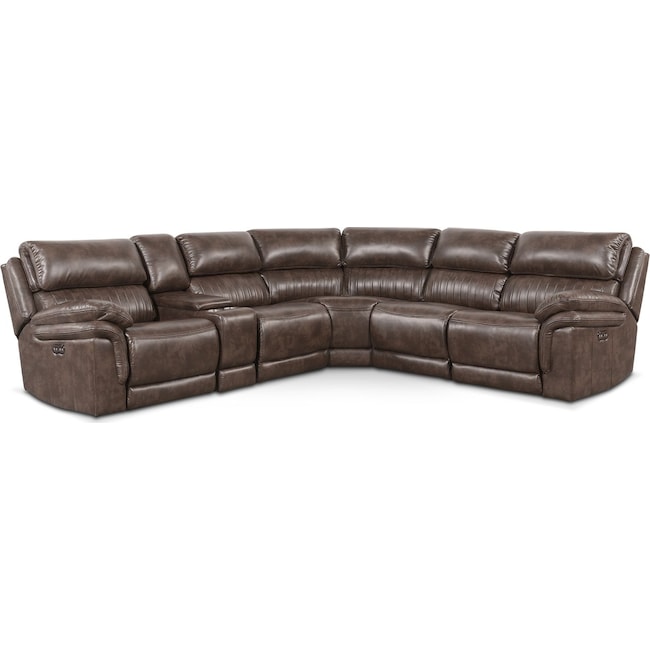 Living Room Furniture - Monterey 6-Piece Power Reclining Sectional with 2 Reclining Seats