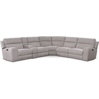 Newport 6-Piece Power Reclining Sectional with Left-Facing Chaise and 2 ...