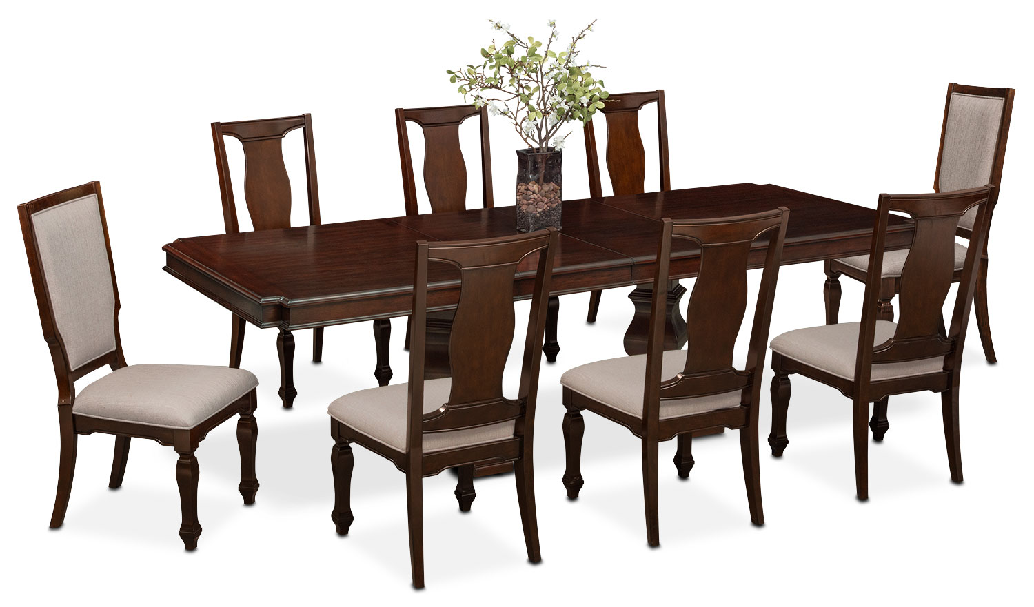 Vienna Dining Table, 6 Dining Chairs and 2 Upholstered Dining Chairs