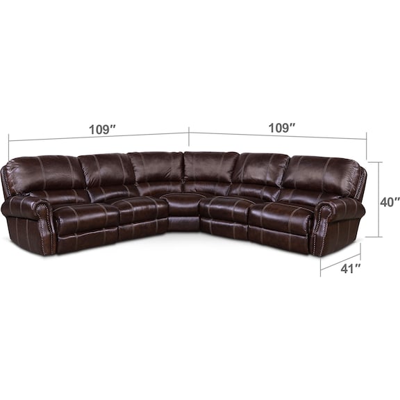 Living Room Furniture - Dartmouth 5-Piece Power Reclining Sectional with 3 Reclining Seats