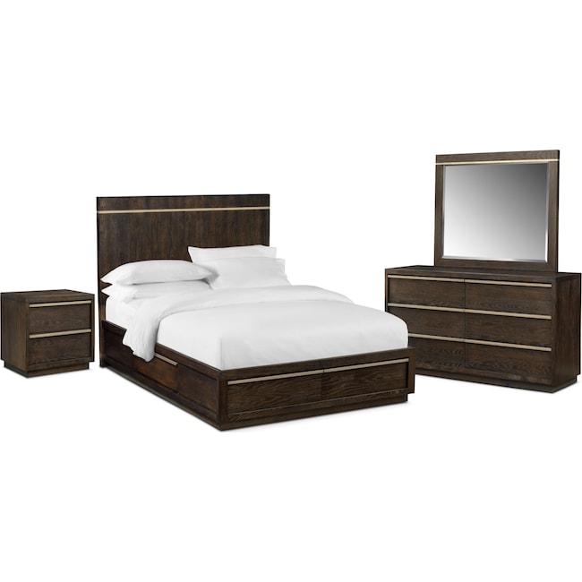 gavin 6-piece king storage bedroom set - brownstone | value city