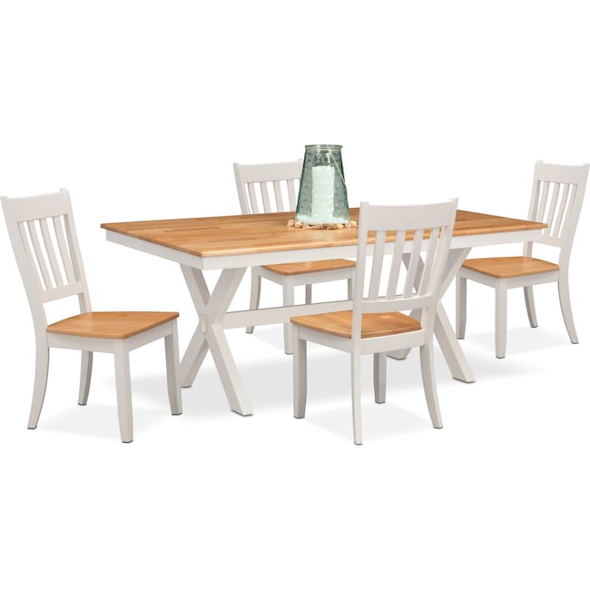 Dining Room Furniture - Nantucket Trestle Table and 4 Slat-Back Chairs