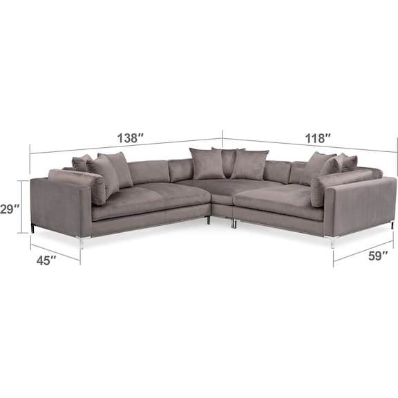 Moda 3Piece Sectional with LeftFacing Chaise Oyster Value City Furniture and Mattresses