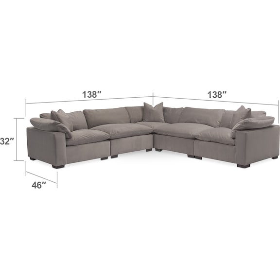 Living Room Furniture - Plush 5-Piece Sectional