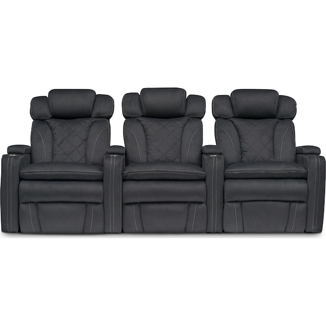 Living Room Furniture - Fiero 3-Piece Dual-Power Reclining Home Theater Sectional