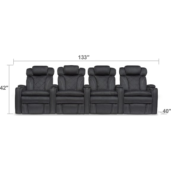 Living Room Furniture - Fiero 4-Piece Dual-Power Reclining Home Theater Sectional