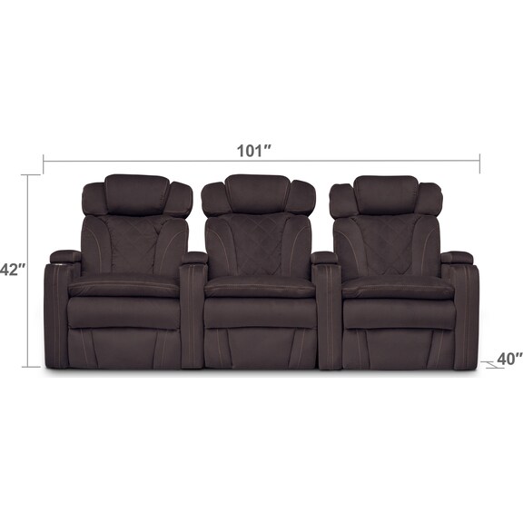 Living Room Furniture - Fiero 3-Piece Dual-Power Reclining Home Theater Sectional
