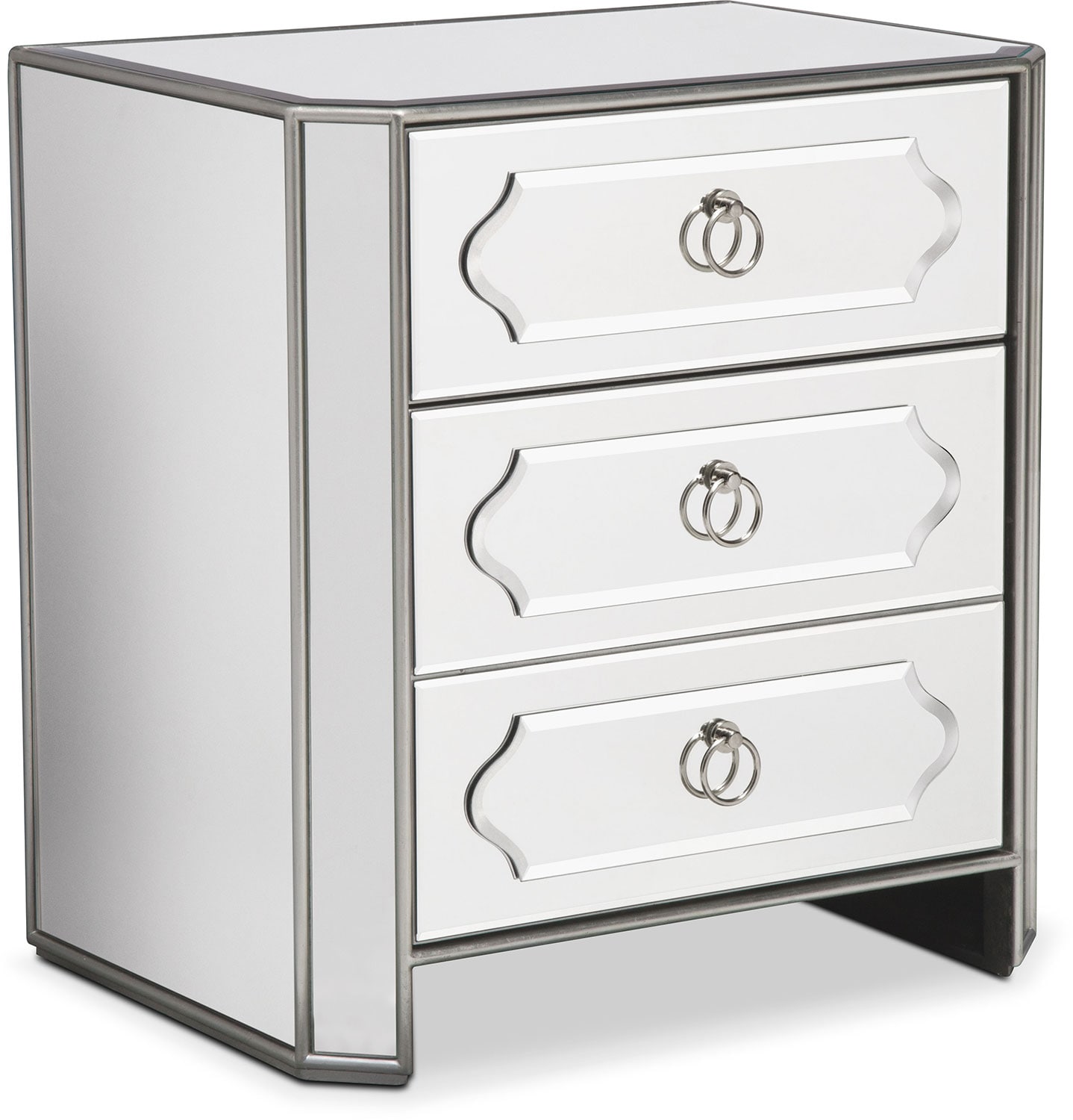 Harlow Bedside Chest Mirrored Value City Furniture And Mattresses