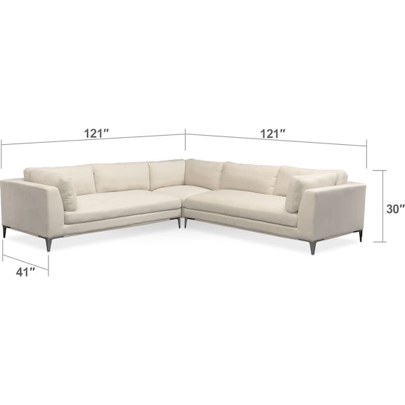 Living Room Furniture - Aaron 3-Piece Sectional - Ivory