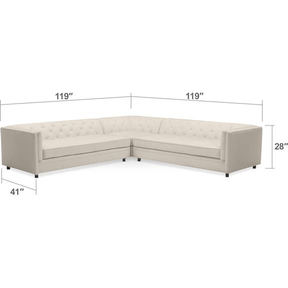 Living Room Furniture - Gabe 3-Piece Sectional - Ivory