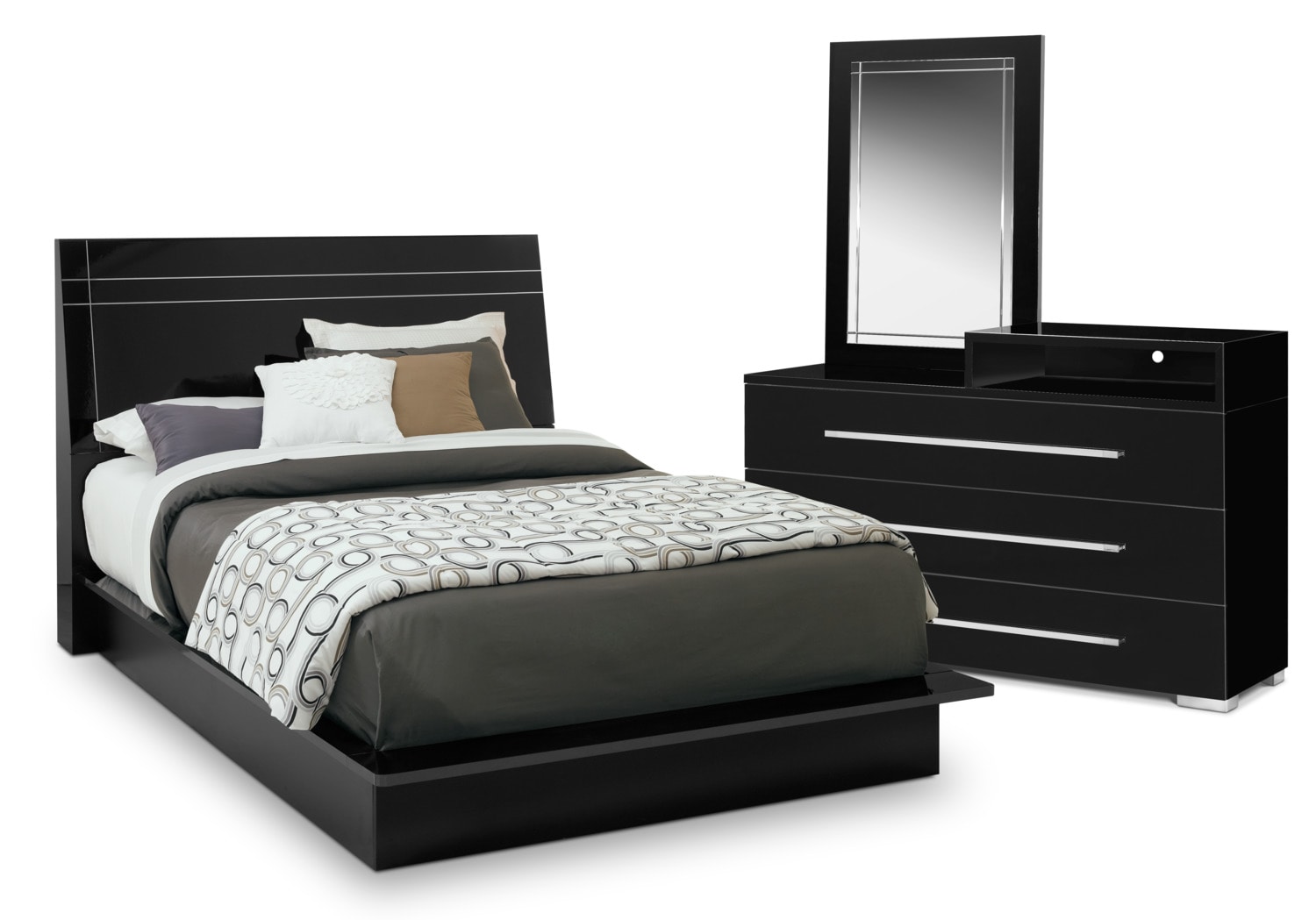 Dimora 5-Piece Queen Panel Bedroom Set with Media Dresser ...