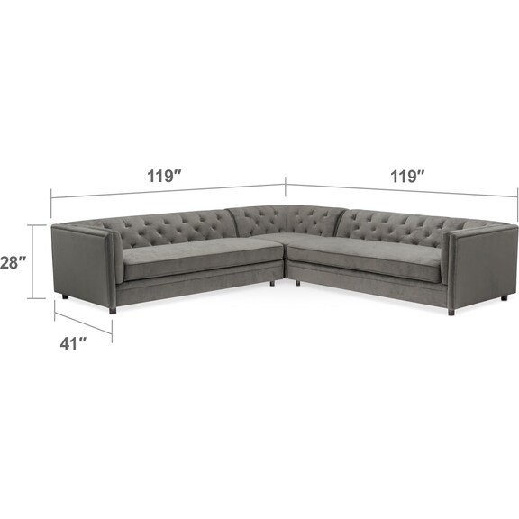 Living Room Furniture - Gabe 3-Piece Sectional - Flannel