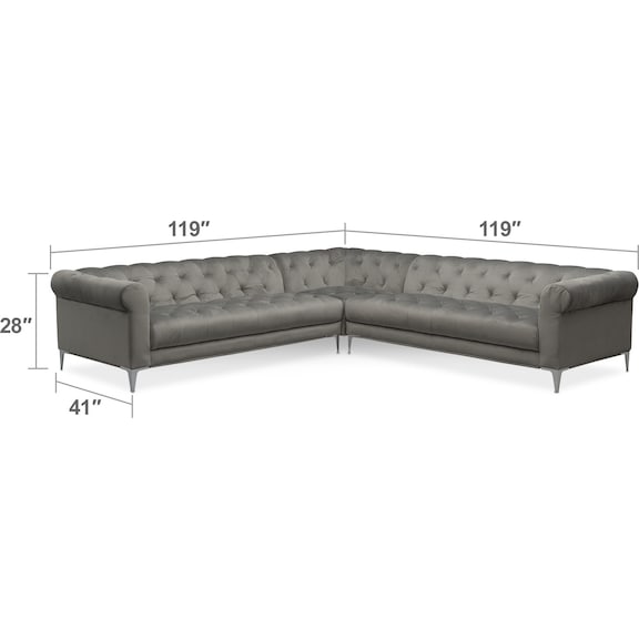 Living Room Furniture - David 3-Piece Sectional - Flannel