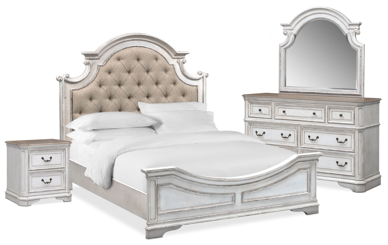 Marcelle 6-Piece King Upholstered Bedroom Set - Vintage ...