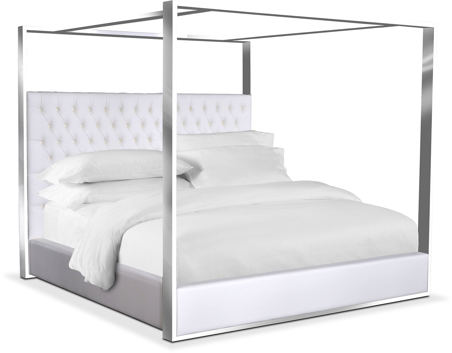 Presley King Canopy Bed - White | Value City Furniture and Mattresses