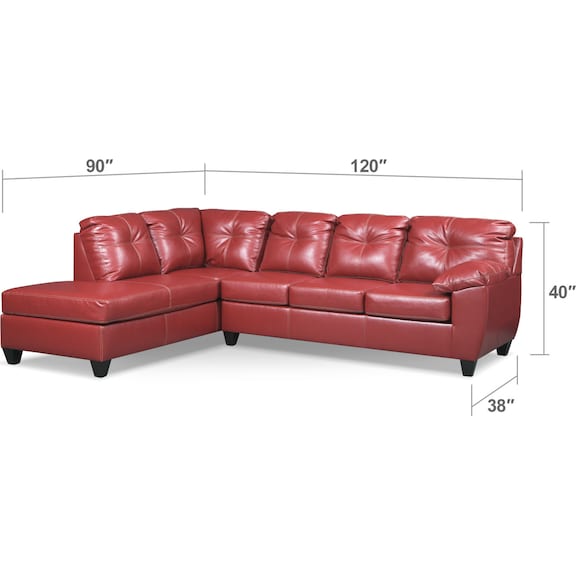 Living Room Furniture - Ricardo 2-Piece Sectional with Left-Facing Chaise - Cardinal