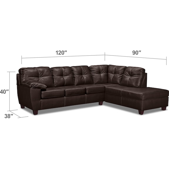 Living Room Furniture - Ricardo 2-Piece Sectional with Right-Facing Chaise - Brown