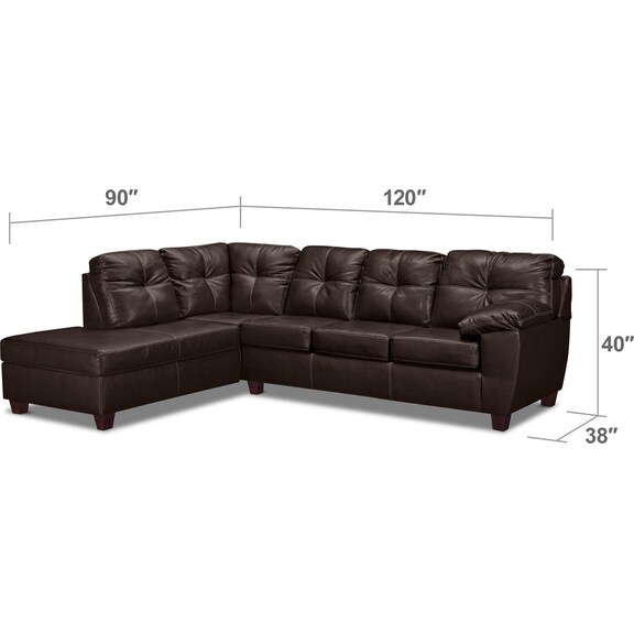 Living Room Furniture - Ricardo 2-Piece Sectional with Left-Facing Chaise - Brown