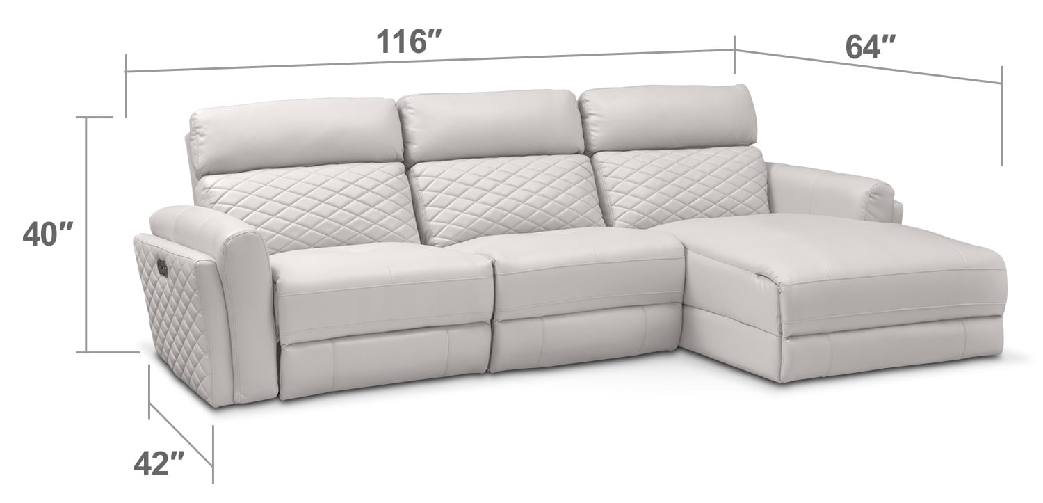 Catalina 3 Piece Power Reclining Sectional With Right Facing Chaise