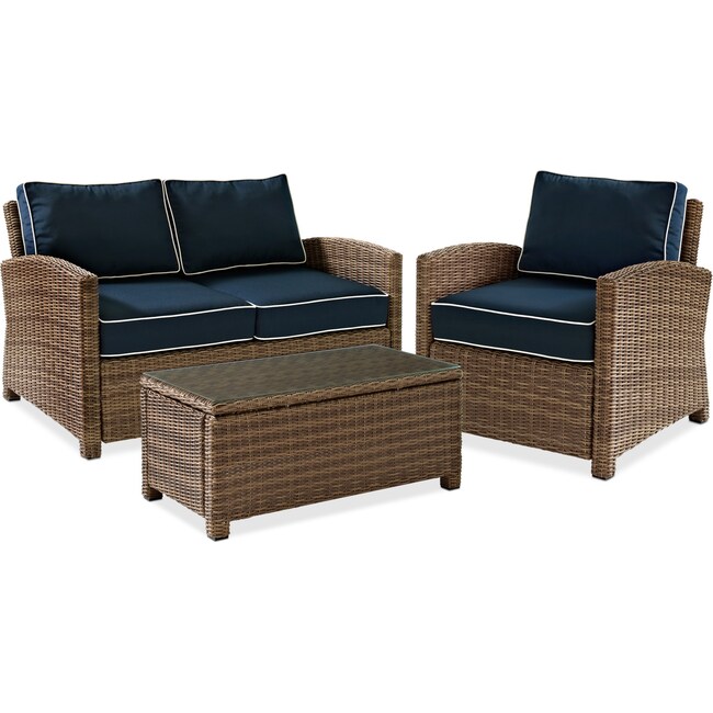 Outdoor Furniture - Destin Outdoor Loveseat, Chair and Coffee Table Set