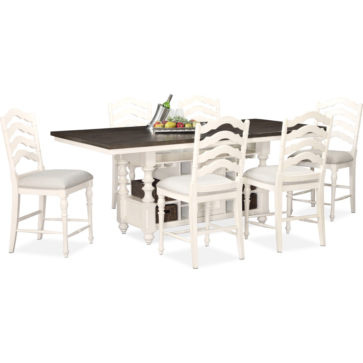 Charleston Counter Height Kitchen Island And 6 Stools Value City