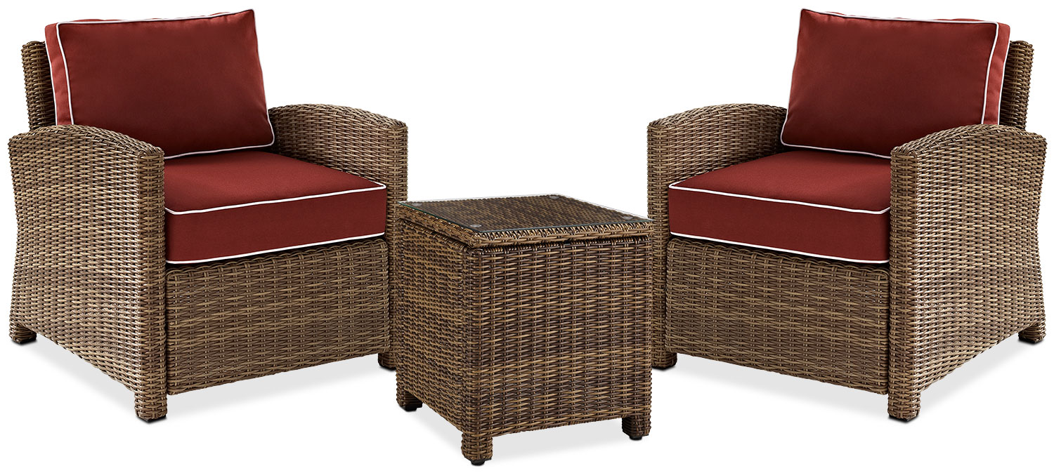 Destin 2 Outdoor Chairs And End Table Set Sangria