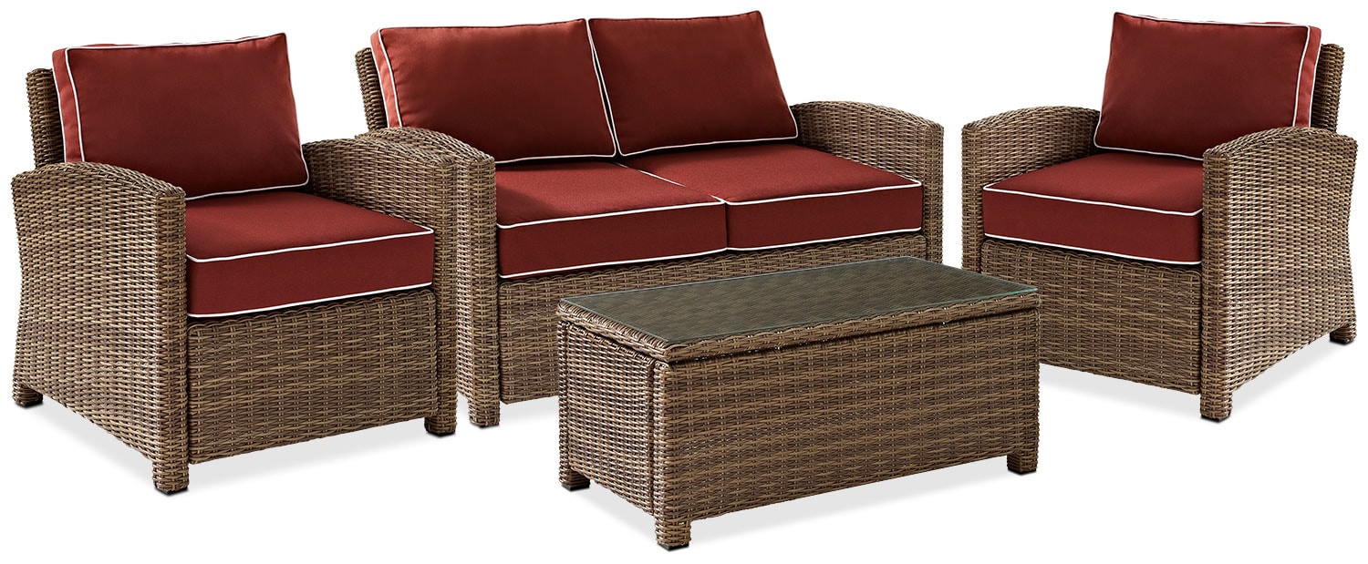 Sangria Outdoor Loveseat, 2 Chairs and Coffee Table Set ...