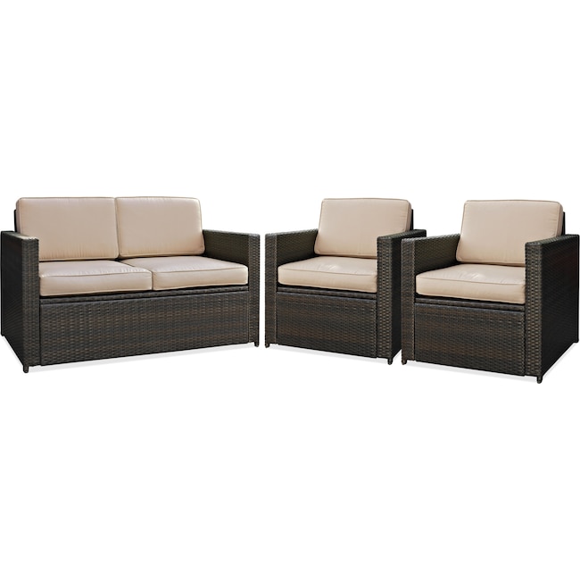 Outdoor Furniture - Aldo Outdoor Loveseat and 2 Chairs Set