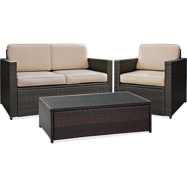 Outdoor Furniture - Aldo Outdoor Loveseat, Chair and Coffee Table Set