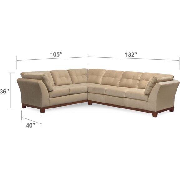 Living Room Furniture - Sebring 2-Piece Sectional with Right-Facing Sofa - Cocoa