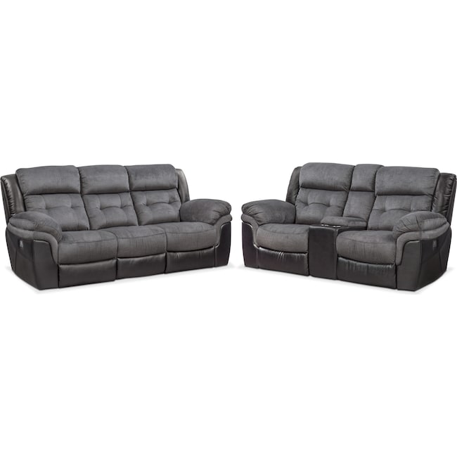 Living Room Furniture - Tacoma Dual-Power Reclining Sofa and Loveseat Set