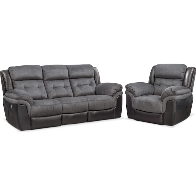 Living Room Furniture - Tacoma Dual-Power Reclining Sofa and Recliner Set