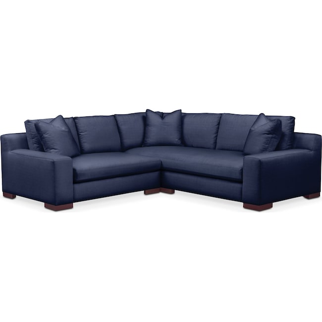 Living Room Furniture - Ethan Cumulus 2-Piece Small Sectional with Left-Facing Loveseat - Oakley III Ink