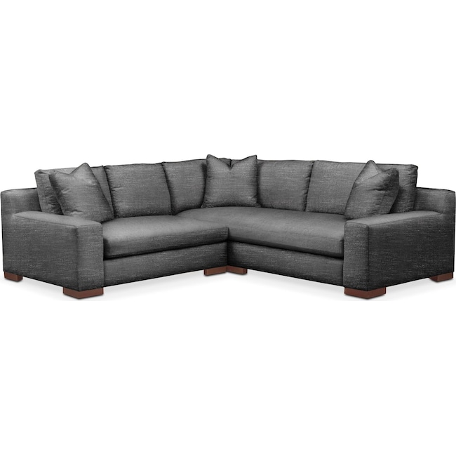 Living Room Furniture - Ethan Comfort 2-Piece Small Sectional with Left-Facing Loveseat - Curious Charcoal