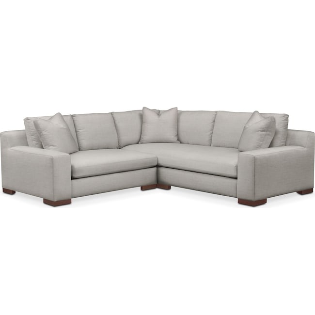 Living Room Furniture - Ethan Comfort 2-Piece Small Sectional with Left-Facing Loveseat - Dudley Gray