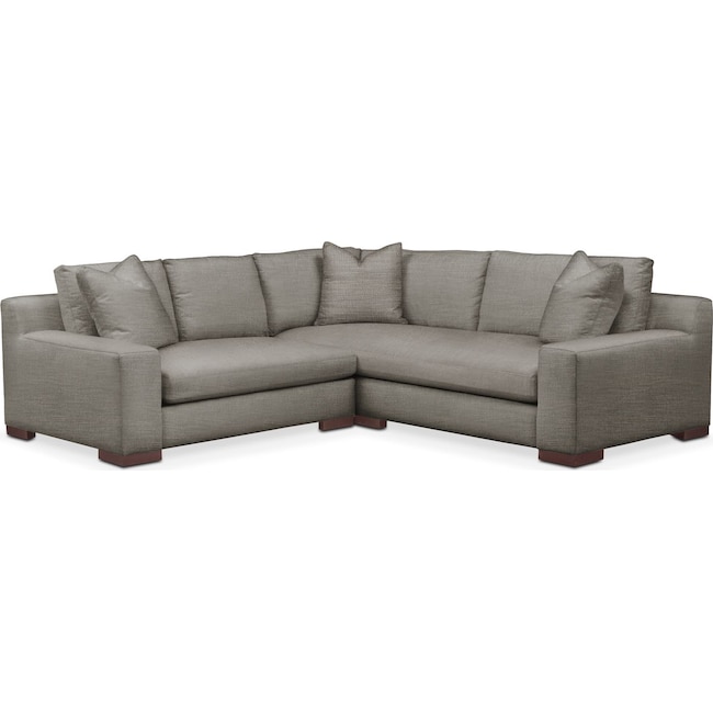 Living Room Furniture - Ethan Cumulus 2-Piece Small Sectional with Left-Facing Loveseat - Victory Smoke
