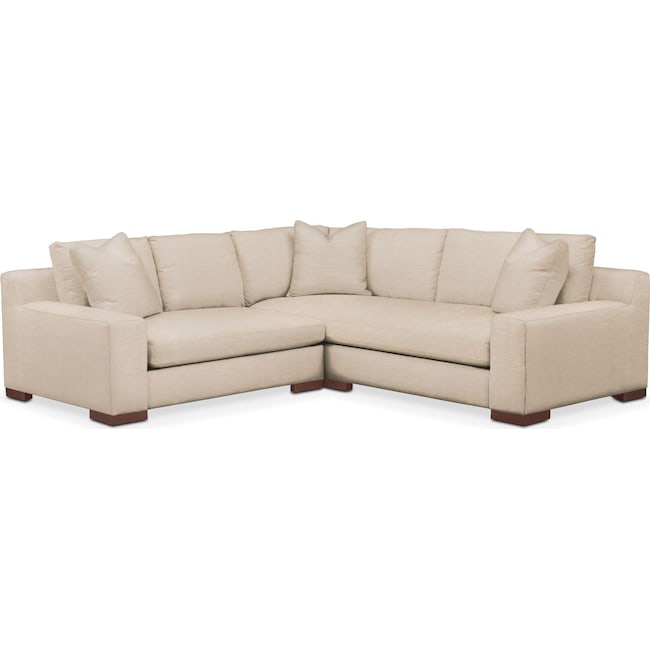 Living Room Furniture - Ethan Comfort 2-Piece Small Sectional with Left-Facing Loveseat - Dudley Buff
