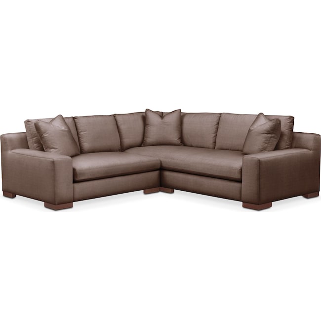 Living Room Furniture - Ethan Cumulus 2-Piece Small Sectional with Left-Facing Loveseat - Oakley III Java