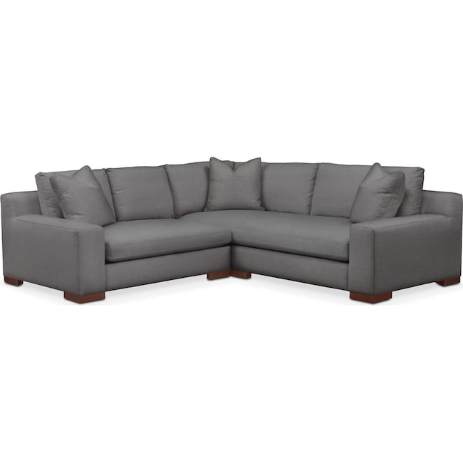 Living Room Furniture - Ethan Comfort 2-Piece Small Sectional with Left-Facing Loveseat - Hugo Graphite