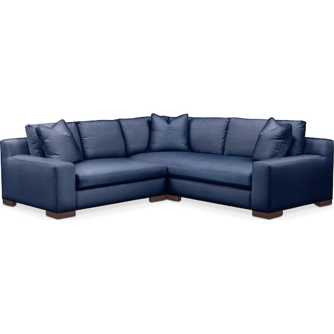 Living Room Furniture - Ethan Cumulus 2-Piece Small Sectional with Left-Facing Loveseat - Abington TW Indigo
