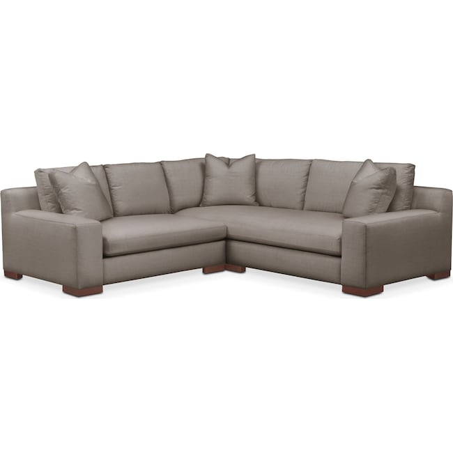 Living Room Furniture - Ethan Cumulus 2-Piece Small Sectional with Left-Facing Loveseat - Oakley III Granite