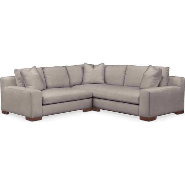 Living Room Furniture - Ethan Comfort 2-Piece Small Sectional with Left-Facing Loveseat - Curious Silver Pine