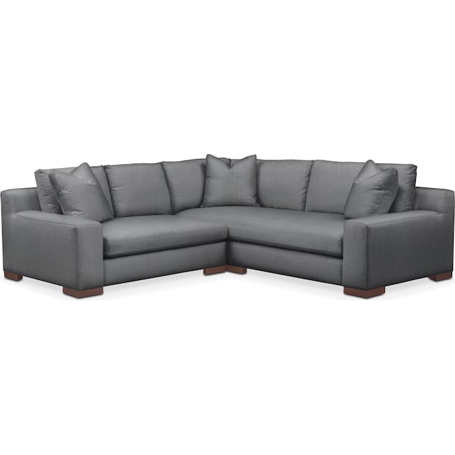Living Room Furniture - Ethan Cumulus 2-Piece Small Sectional with Left-Facing Loveseat - Depalma Charcoal